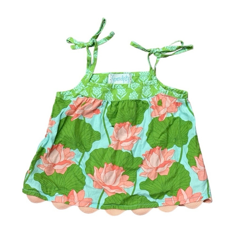Serendipity by Shrimp and Grits Kids Scalloped Floral Top, 12-18 MO